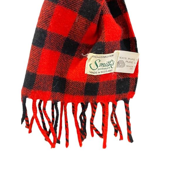 Vtg Smith's Bermuda Scarf 100% Pure New Wool Made in Scotland Buffalo Check - Picture 3 of 4